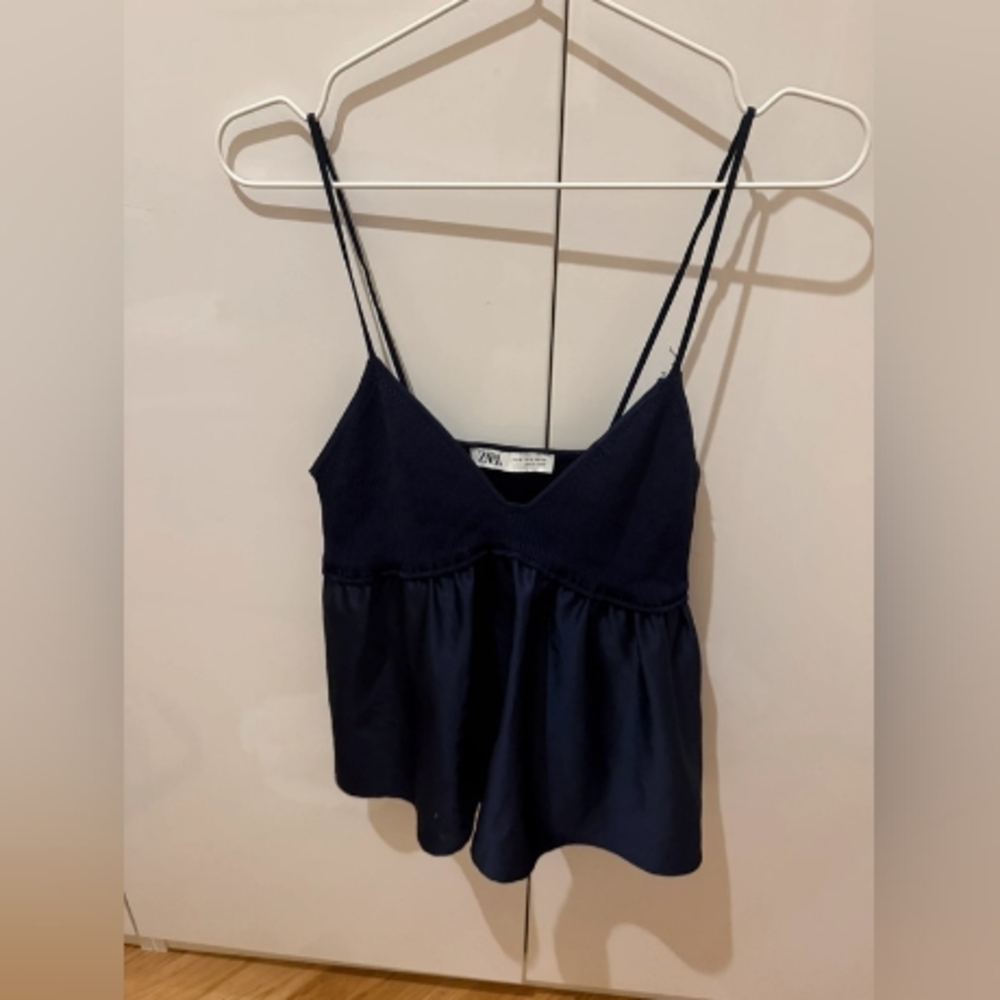 Zara Navy Blue Camisole Top with Elegant Design